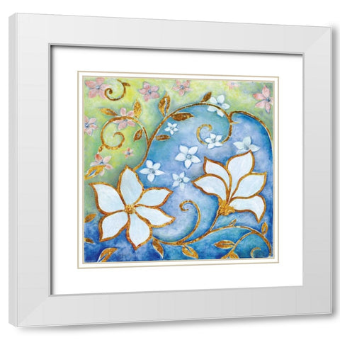 Garden Fantasy II White Modern Wood Framed Art Print with Double Matting by Tava Studios