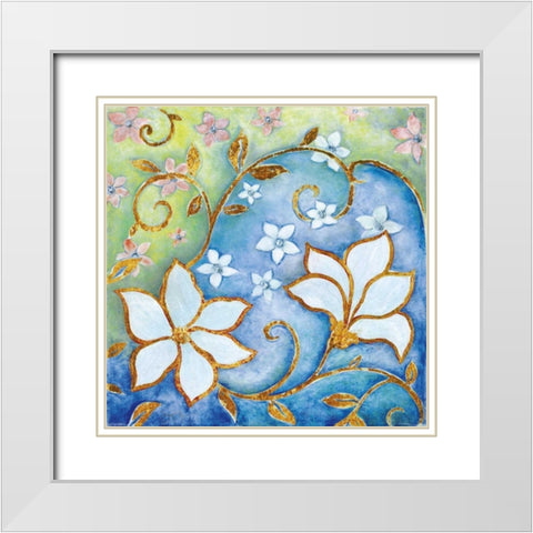 Garden Fantasy II White Modern Wood Framed Art Print with Double Matting by Tava Studios