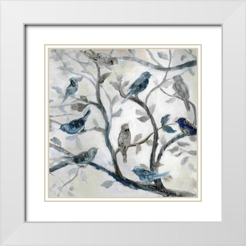 Morning Song II White Modern Wood Framed Art Print with Double Matting by Nan