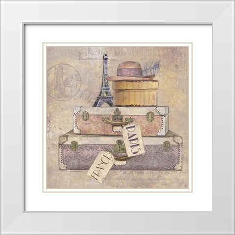 Trip to Paris I White Modern Wood Framed Art Print with Double Matting by Robinson, Carol