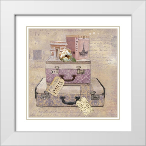 Trip to Paris II White Modern Wood Framed Art Print with Double Matting by Robinson, Carol