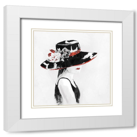 Red on Black I White Modern Wood Framed Art Print with Double Matting by Nan