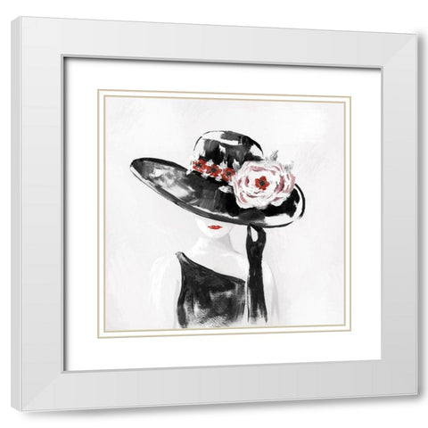 Red on Black II White Modern Wood Framed Art Print with Double Matting by Nan