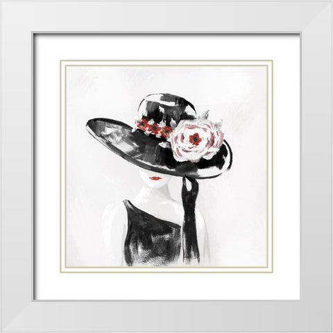 Red on Black II White Modern Wood Framed Art Print with Double Matting by Nan