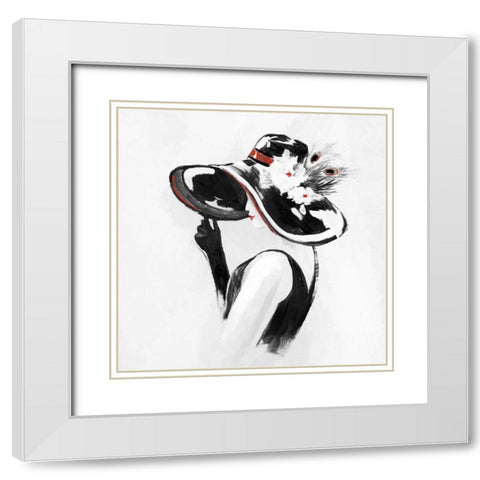 Red on Black III White Modern Wood Framed Art Print with Double Matting by Nan