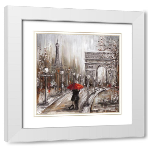 Rainy Embrace by the Art White Modern Wood Framed Art Print with Double Matting by Dunlap, Marilyn