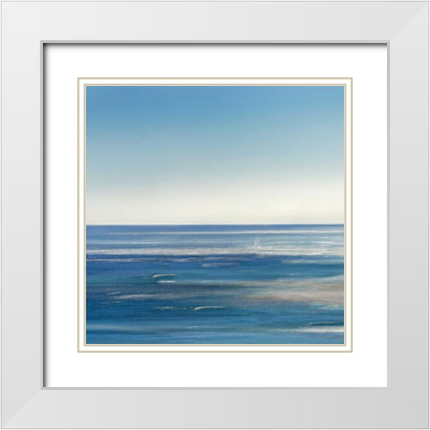 Blue Mood White Modern Wood Framed Art Print with Double Matting by Jackson, Susan