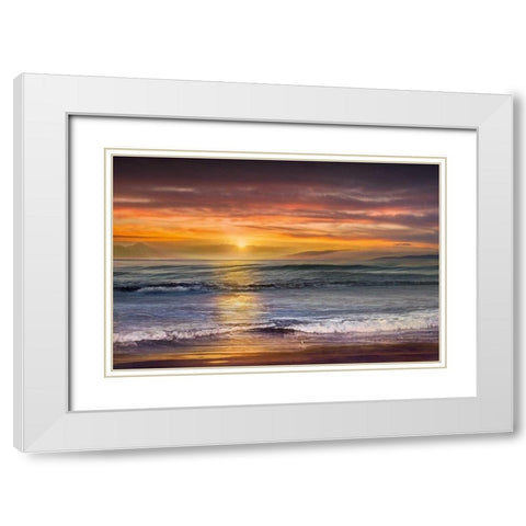 Sundown White Modern Wood Framed Art Print with Double Matting by Calascibetta, Mike