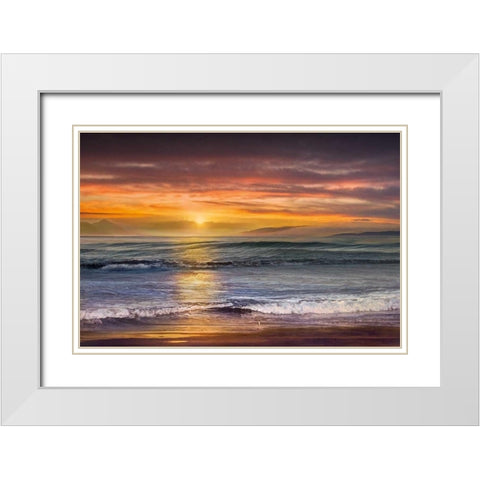 Sundown White Modern Wood Framed Art Print with Double Matting by Calascibetta, Mike