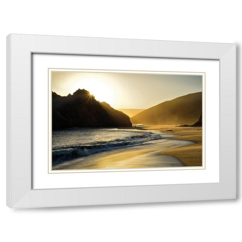 Sunset at Big Sur White Modern Wood Framed Art Print with Double Matting by Delimont, Danita