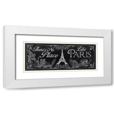 No Place Like Paris White Modern Wood Framed Art Print with Double Matting by Knutsen, Conrad