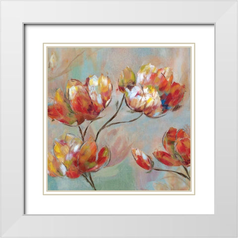 Splashy Spring II White Modern Wood Framed Art Print with Double Matting by Nan