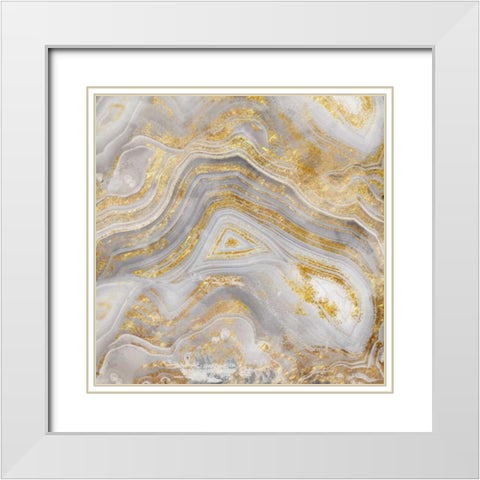 Agate Allure II White Modern Wood Framed Art Print with Double Matting by Nan