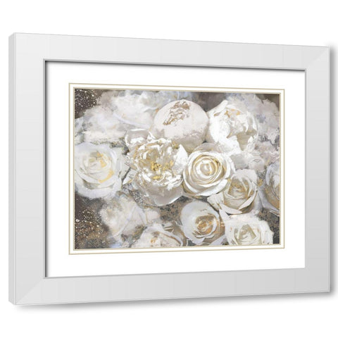Gilded Roses I White Modern Wood Framed Art Print with Double Matting by Nan