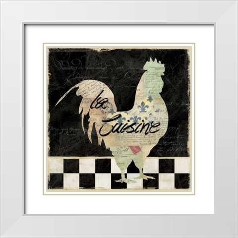 French Rooster White Modern Wood Framed Art Print with Double Matting by Robinson, Carol