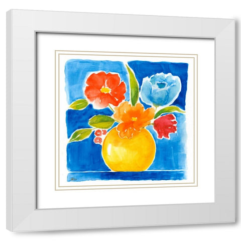 Sunny Day Bouquet I White Modern Wood Framed Art Print with Double Matting by Nan