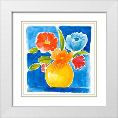 Sunny Day Bouquet I White Modern Wood Framed Art Print with Double Matting by Nan