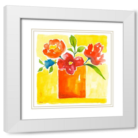 Sunny Day Bouquet II White Modern Wood Framed Art Print with Double Matting by Nan