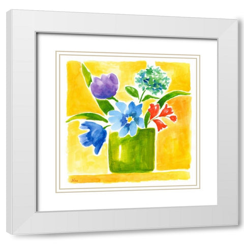 Sunny Day Bouquet III White Modern Wood Framed Art Print with Double Matting by Nan