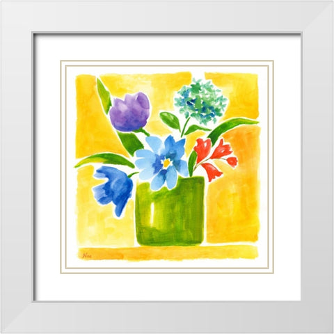 Sunny Day Bouquet III White Modern Wood Framed Art Print with Double Matting by Nan