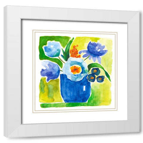 Sunny Day Bouquet IV White Modern Wood Framed Art Print with Double Matting by Nan