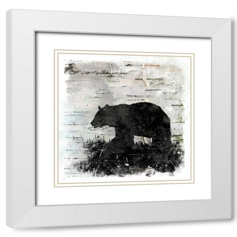 Birchbark Bear White Modern Wood Framed Art Print with Double Matting by Robinson, Carol