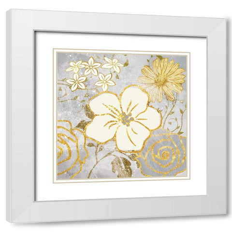 Fleurs Graphique I White Modern Wood Framed Art Print with Double Matting by Nan