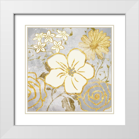 Fleurs Graphique I White Modern Wood Framed Art Print with Double Matting by Nan