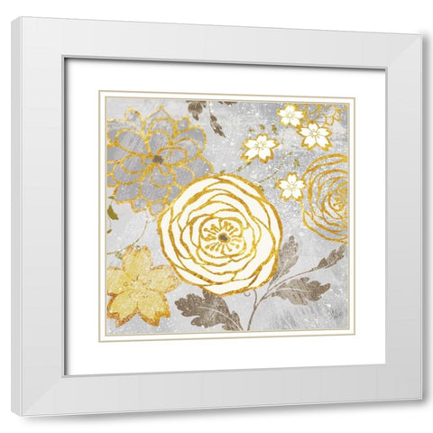 Fleurs Graphique II White Modern Wood Framed Art Print with Double Matting by Nan