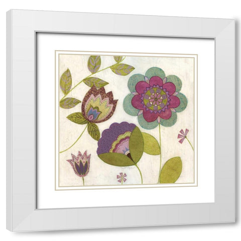 Posie II White Modern Wood Framed Art Print with Double Matting by Tava Studios