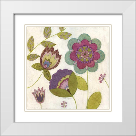 Posie II White Modern Wood Framed Art Print with Double Matting by Tava Studios
