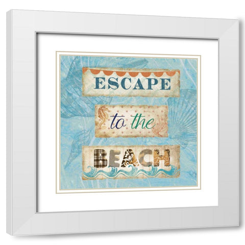 Escape to the Beach White Modern Wood Framed Art Print with Double Matting by Nan