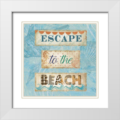 Escape to the Beach White Modern Wood Framed Art Print with Double Matting by Nan