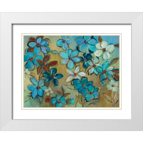Field of Blue White Modern Wood Framed Art Print with Double Matting by Robinson, Carol