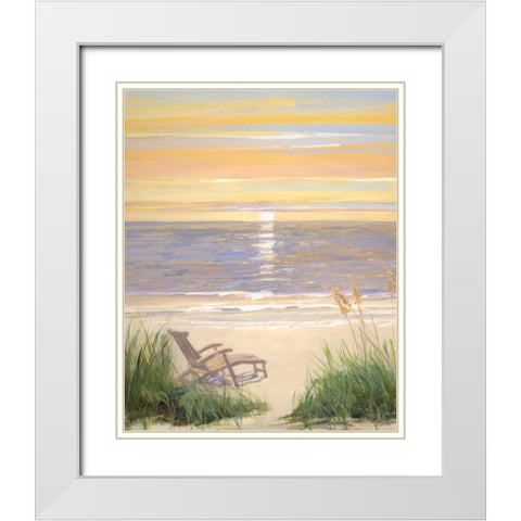 Beach at Sunset I White Modern Wood Framed Art Print with Double Matting by Swatland, Sally