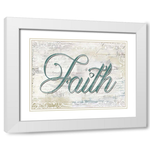 Shabby Chic Faith White Modern Wood Framed Art Print with Double Matting by Donovan, Kelly