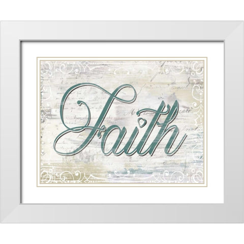 Shabby Chic Faith White Modern Wood Framed Art Print with Double Matting by Donovan, Kelly