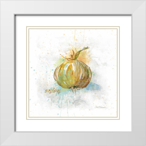 Veggie Onion White Modern Wood Framed Art Print with Double Matting by Robinson, Carol