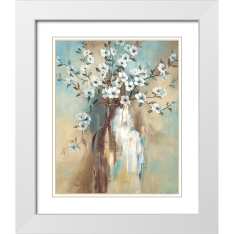 Blossoms in Spring White Modern Wood Framed Art Print with Double Matting by Nan