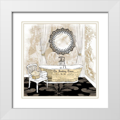 Soaking Times White Modern Wood Framed Art Print with Double Matting by Robinson, Carol