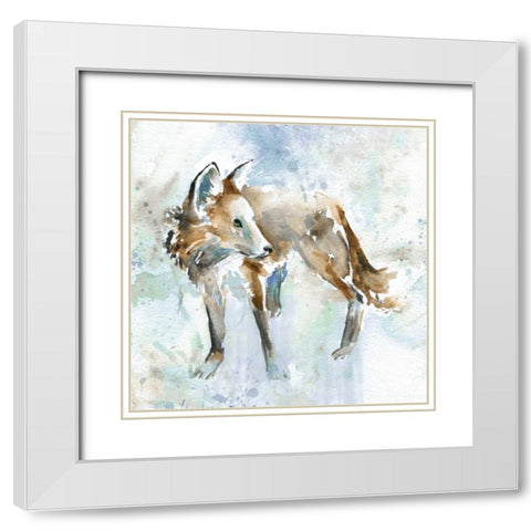 Fox On Blue White Modern Wood Framed Art Print with Double Matting by Robinson, Carol