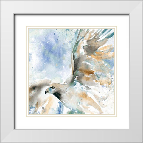 Hawk On Blue White Modern Wood Framed Art Print with Double Matting by Robinson, Carol