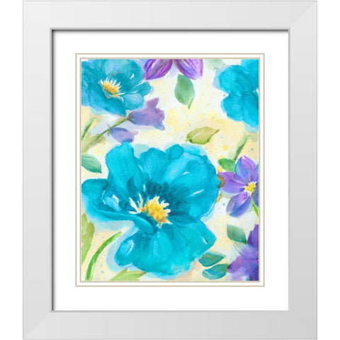 Bright Poppy Blue I White Modern Wood Framed Art Print with Double Matting by Nan