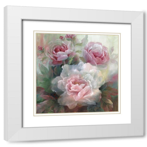 White Roses III White Modern Wood Framed Art Print with Double Matting by Nan
