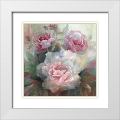 White Roses III White Modern Wood Framed Art Print with Double Matting by Nan