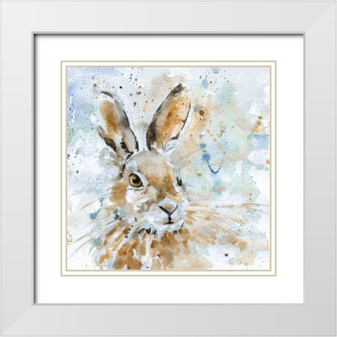 Hare White Modern Wood Framed Art Print with Double Matting by Robinson, Carol