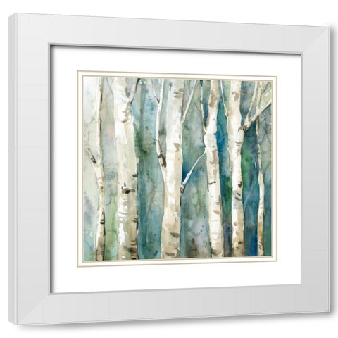 River Birch II White Modern Wood Framed Art Print with Double Matting by Robinson, Carol