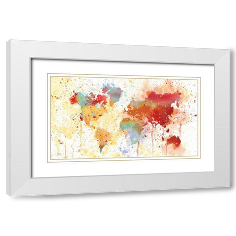 Traveled The World White Modern Wood Framed Art Print with Double Matting by Nan