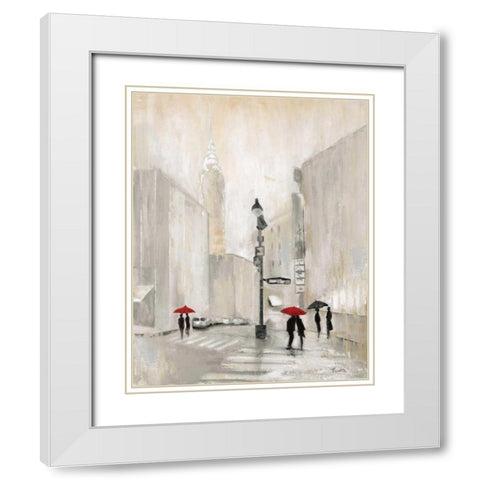 New York Shadows White Modern Wood Framed Art Print with Double Matting by Tava Studios