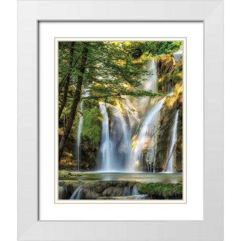 La Cascade White Modern Wood Framed Art Print with Double Matting by Van de Goor, Lars